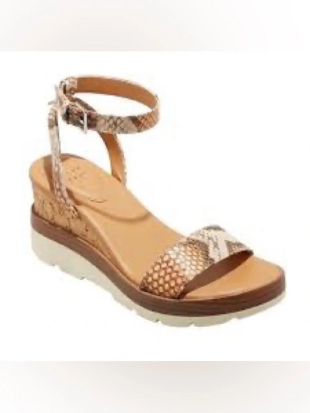 A New Day Snake Print Cork Platform Wedge Ankle Strap Sandals Size 7.5 - Picture 2 of 12